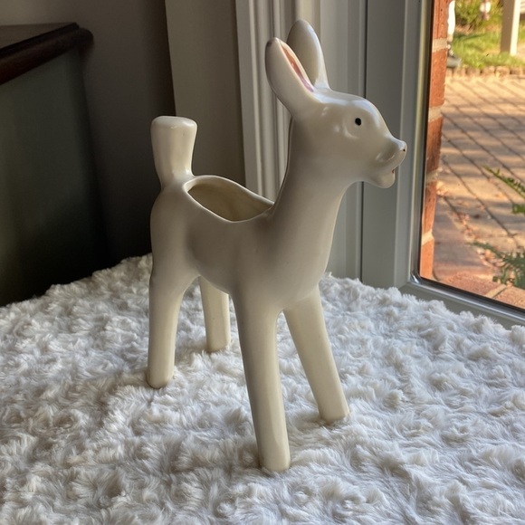 WHITE POTTERY~DEER PLANTER~ 1940’s~MATTE GLAZE~MID CENTURY POTTERY~NICE~G2C - Picture 4 of 6